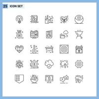 pacote de interface do usuário de 25 linhas básicas de elementos de design de vetores editáveis de coração de morte de acupuntura de prêmio