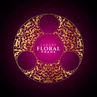 moldura floral de círculo elegante de luxo cantos decorativos redondos dourados vetor