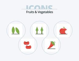 frutas e legumes plana icon pack 5 design de ícone. . fruta. cozinhando. maçã. espargos vetor