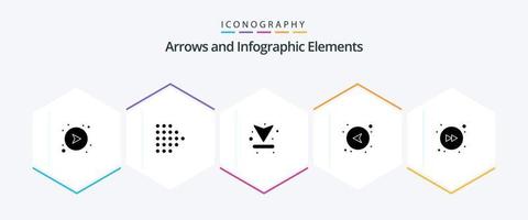 pacote de ícones de 25 glifos de seta, incluindo o direito. seta. Setas; flechas. deixou. direção vetor
