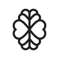 conceito do logotipo do cérebro do infinito corações isolado no fundo branco. vetor