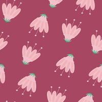 padrão perfeito com botões de flores rosa em um fundo de bardo em vetor
