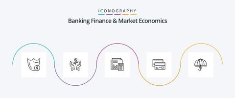 pacote de ícones de linha 5 de finanças bancárias e economia de mercado, incluindo negócios. bancário. crescer. contabilidade. levantar vetor