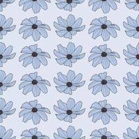 padrão de repetição de flores de cosmos de jardim, vetor, design azul vetor
