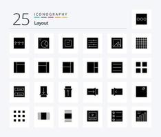 pacote de ícones de glifos sólidos de layout 25, incluindo hambúrguer. grade. janela. foto. imagem vetor