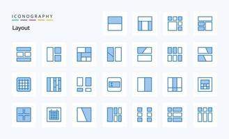 pacote de ícones azuis de 25 layouts vetor