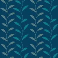 padrão de vetor de folha azul escuro, impressão botânica perfeita