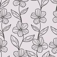 padrão de vetor floral, ilustrações de flores desenhadas à mão, design de arte de linha, pastel e preto