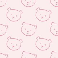 padrão de urso vetor rosa pastel bonito, fundo de repetição contínua