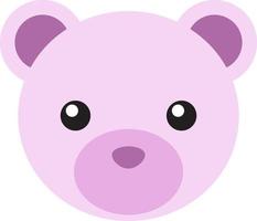 ícone plano de urso rosa fofo, símbolo pastel vetor