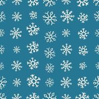 fundo sem emenda de flocos de neve desenhados à mão. flocos de neve brancos sobre fundo azul. elementos de decoração de natal e ano novo. ilustração vetorial. vetor