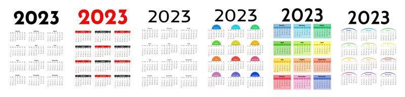 calendário para 2023 isolado em um fundo branco vetor