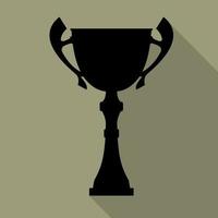 Copa do campeão em estilo simples com sombra. prêmio do campeonato para o primeiro lugar. símbolo da vitória. ilustração vetorial. vetor