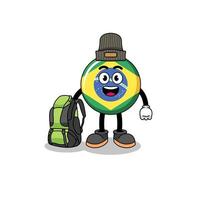 ilustração do mascote da bandeira do brasil como um alpinista vetor