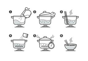 Conjunto de ícones de instruções de culinária vetor