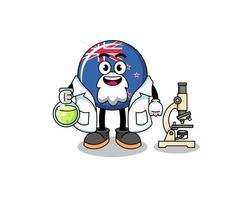 mascote da bandeira da Nova Zelândia como cientista vetor