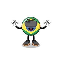 ilustração da bandeira do brasil com um fone de ouvido vr vetor