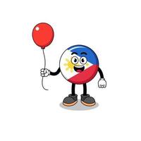 desenho animado da bandeira filipinas segurando um balão vetor