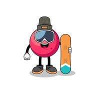 desenho de mascote do jogador de snowboard cranberry vetor