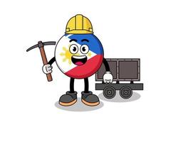 ilustração de mascote do mineiro de bandeira filipinas vetor