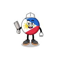 mascote da bandeira filipinas como açougueiro vetor