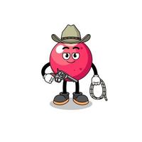 mascote de cranberry como um cowboy vetor