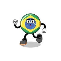 executando a ilustração do mascote da bandeira do brasil vetor