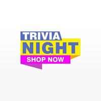 trivia noite rótulos banners modelo de design de fita de vetor. marca de venda de banner. rótulo de desconto de oferta especial de mercado vetor