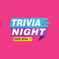 trivia noite rótulos banners modelo de design de fita de vetor. marca de venda de banner. rótulo de desconto de oferta especial de mercado vetor