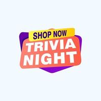 trivia noite rótulos banners modelo de design de fita de vetor. marca de venda de banner. rótulo de desconto de oferta especial de mercado vetor