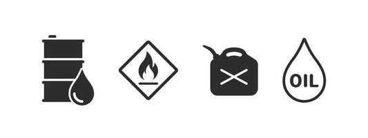 ícones de combustível. ícone do tanque de combustível, ícone de risco de incêndio. ícones de óleo combustível. ilustração vetorial vetor