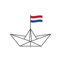 ícone do barco de papel. um barco com a bandeira da Holanda. ilustração vetorial vetor
