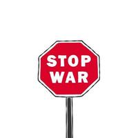 nenhuma guerra. pare o sinal de guerra. sinal de estrada com uma chamada para parar a guerra. ilustração vetorial vetor