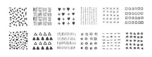 texturas. um conjunto de texturas desenhadas à mão. elementos de design desenhados à mão. elementos vetoriais vetor