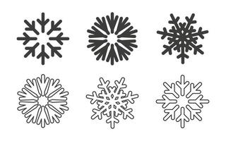 diferentes ícones de floco de neve. elementos de natal. flocos de neve de estilo plano moderno. ilustração vetorial vetor