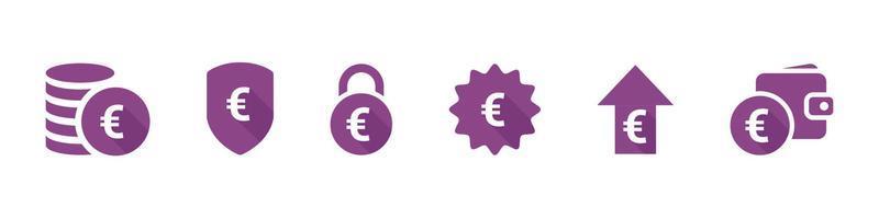 ícones de moedas. ícones financeiros do euro. ícones de dinheiro. um conjunto simples de ícones relacionados a impostos. ilustração vetorial vetor