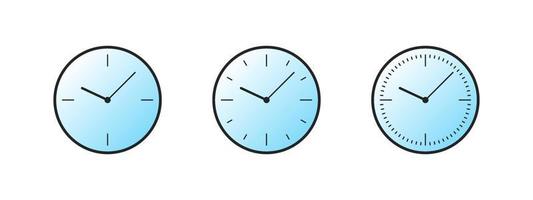 relógios de parede com moldura preta. ícones de tempo e relógio. relógio de parede clássico simples. ilustração vetorial vetor
