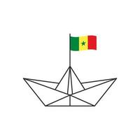 ícone do barco de papel. um barco com a bandeira do senegal. ilustração vetorial vetor