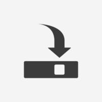 Baixe o vetor de ícone do documento. upload de arquivo pdf, seta, sinal de símbolo de download de documento