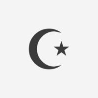 vetor de ícone de símbolo de lua crescente e estrela isolado. ramadã, sinal de símbolo do Islã