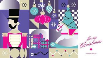ilustração de natal na moda padrão perfeito cartão de felicitações banner de natal vetor