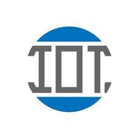 design de logotipo de carta iot em fundo branco. muito conceito de logotipo de círculo de iniciais criativas. design de letras iot. vetor