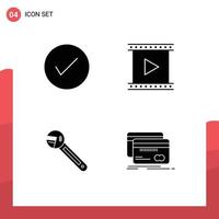 conceito de glifo sólido para sites móveis e produção de seta de aplicativos opção de cinema bem editável elementos de design vetorial vetor