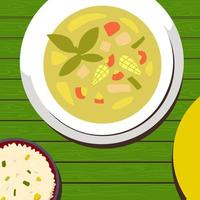 design de vetor de ilustração de estilo simples de curry verde