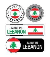 conjunto de rótulos feitos no líbano, logotipo, bandeira do líbano, emblema do produto líbano vetor