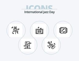 ícone da linha do dia internacional do jazz pack 5 design de ícones. foto. multimídia. jogador. álbum. Reproduzir vetor