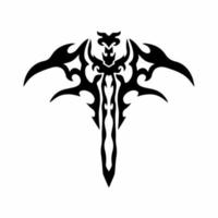 espada tribal com logotipo de asas. desenho de tatuagem. ilustração vetorial de estêncil vetor