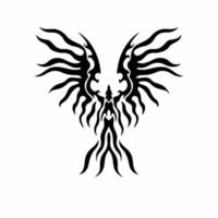 logotipo do pássaro fênix. desenho de tatuagem tribal. ilustração vetorial de estêncil vetor