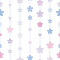 padrão de vetor geométrico de flores azuis e rosa, repetição perfeita, estampa floral