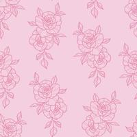 padrão de vetor de rosas cor de rosa, com elementos de rosa desenhados à mão, fundo floral.